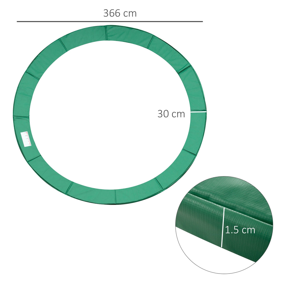 Trampoline Safety Net Edge Cover, 8ft-15ft Ø 366cm, Green
