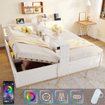 Multifunctional Sofa Bed 90/180x200cm with Storage & LED, White