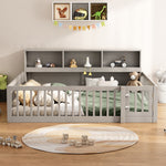 Daybed Sofa Bed 140x200cm with Bedside Storage Railing, Grey Pine Wood