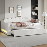 Daybed, Upholstered with LED Belt & Pull-Out, 140x200cm, Beige