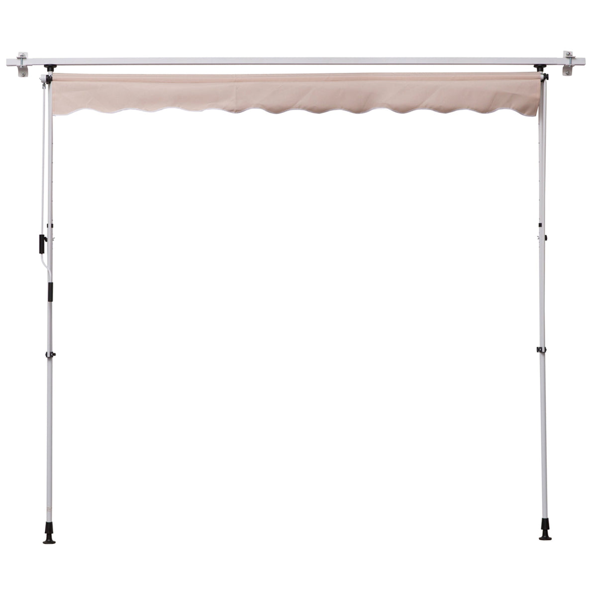 Articulated Arm Awning, Clamp, Height Adjustable 200x150cm, Cream White Aluminum