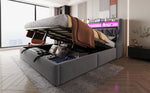 Upholstered Bed 180 x 200 cm with Hydraulic Storage and LED Lighting, Grey Velvet