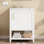 Bathroom Vanity Unit 60cm with Ceramic Washbasin & Shelf, White