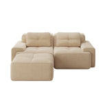 Boneless Modular Sofa L-Shape Deep Seat Sleeper with Ottoman Corduroy Beige