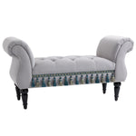 Bench Upholstered Bed Stool Wooden, Grey Polyester