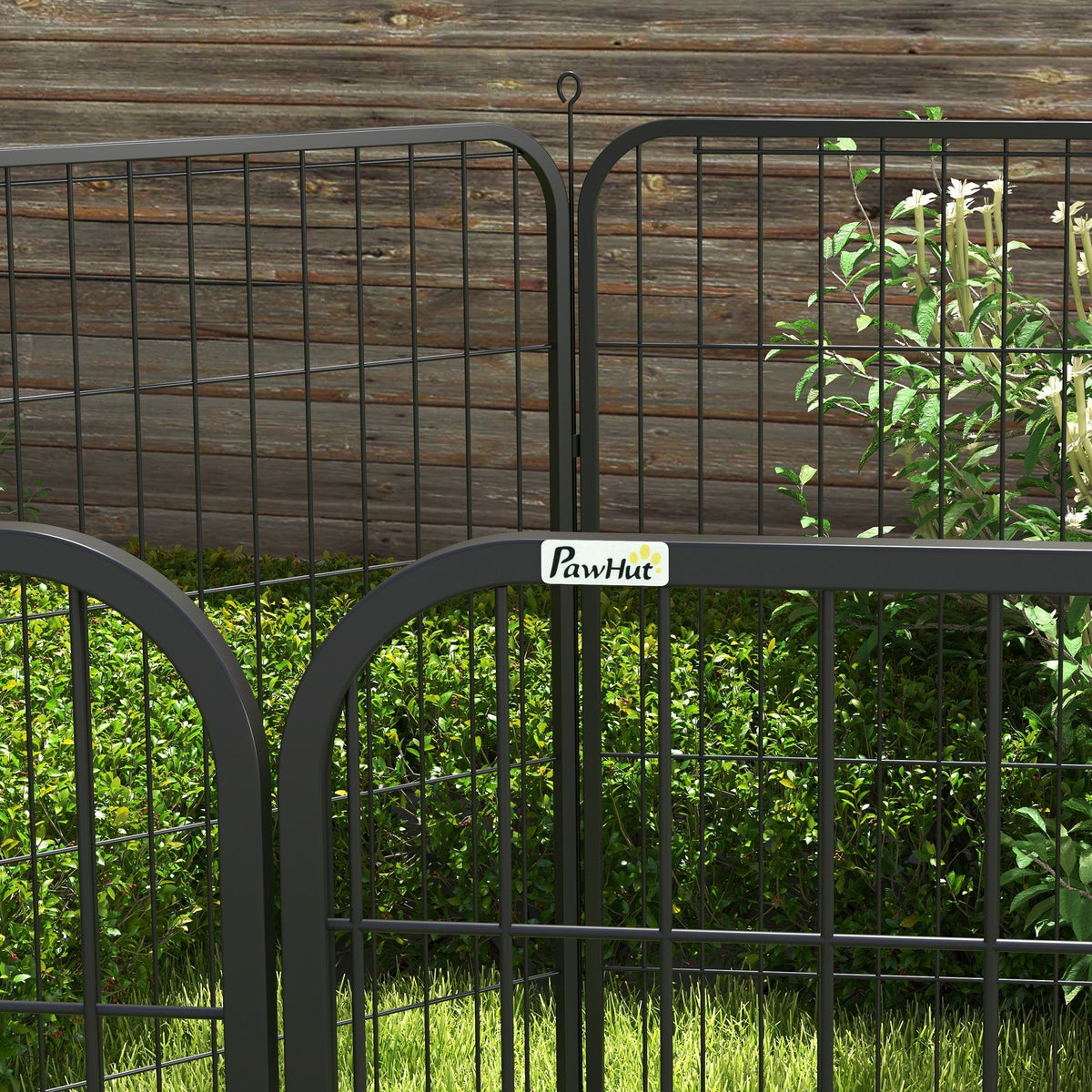 Puppy Playpen, Outdoor Enclosure, with Door, Metal Black