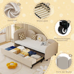 SOFTSEA Twin Size Daybed with Storage Drawers, Modern Sofa Bed, Velvet Upholstered