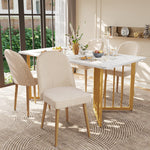 6 Dining Chairs Modern Gold Metal Legs Beige Velvet