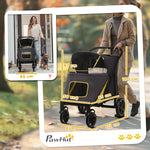 Dog Stroller, Foldable with Cushion, Mesh Window, Oxford Fabric, Dark Grey