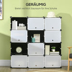 Shoe Cabinet Storage Box 12 Cubes DIY Plastic Steel Black+White
