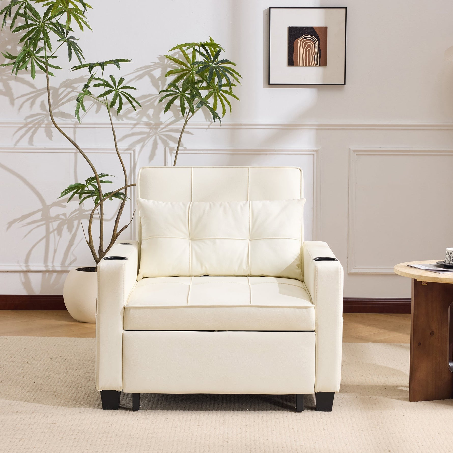 3-in-1 Pull-Out Sofa Bed - Cup Holders & USB Port, Single