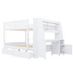 Bunk Bed 140x200cm with Desk, Cabinet & Drawers, White