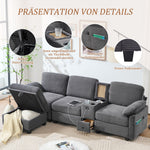 Sofa - Comfort Foam, Removable Console, USB-C, Storage Ottoman - Corduroy