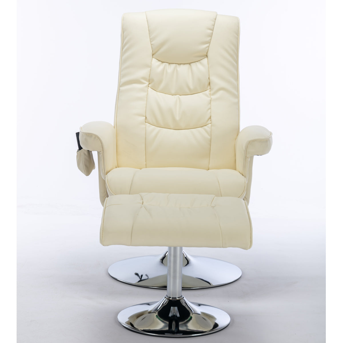 Massage Chair with 5-Point Massager & Ottoman, PU Upholstery, Beige
