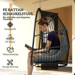 Hanging Chair, Foldable Polyrattan Swing, 150kg Capacity, Dark Gray
