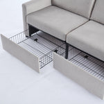 Modern Compact 2-Seater Sofa with Drawer Storage Durable Light Grey Fabric