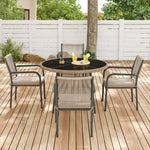 Modern Garden Furniture Set with Round Table & 4 Chairs, Rattan