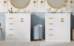 Bathroom Vanity Unit with Ceramic Sink and Side Storage Shelf, White