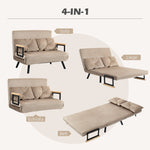 2-Seater Sofa Sleeper, Adjustable Backrest, Velvet Look Light Brown