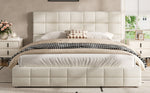 Upholstered Platform Bed Frame, 180x200 cm - Beige
