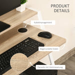 Desk Modern Computer with Storage & Cable Grommet, White Oak