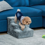 Dog Stairs 3-Step Pet Plush, Light Grey