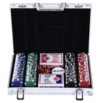 Poker Set, 200 Poker Chips, 2 Card Games, 5 Dice, Alu+Polystyrene Case