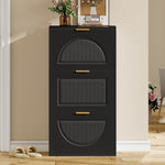 Narrow Shoe Cabinet with 3 Doors for Hallway and Living Room, Black