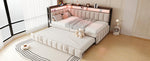Upholstered Sofa Bed 90x200cm with Pull-Out Bed & LED, Beige Velvet