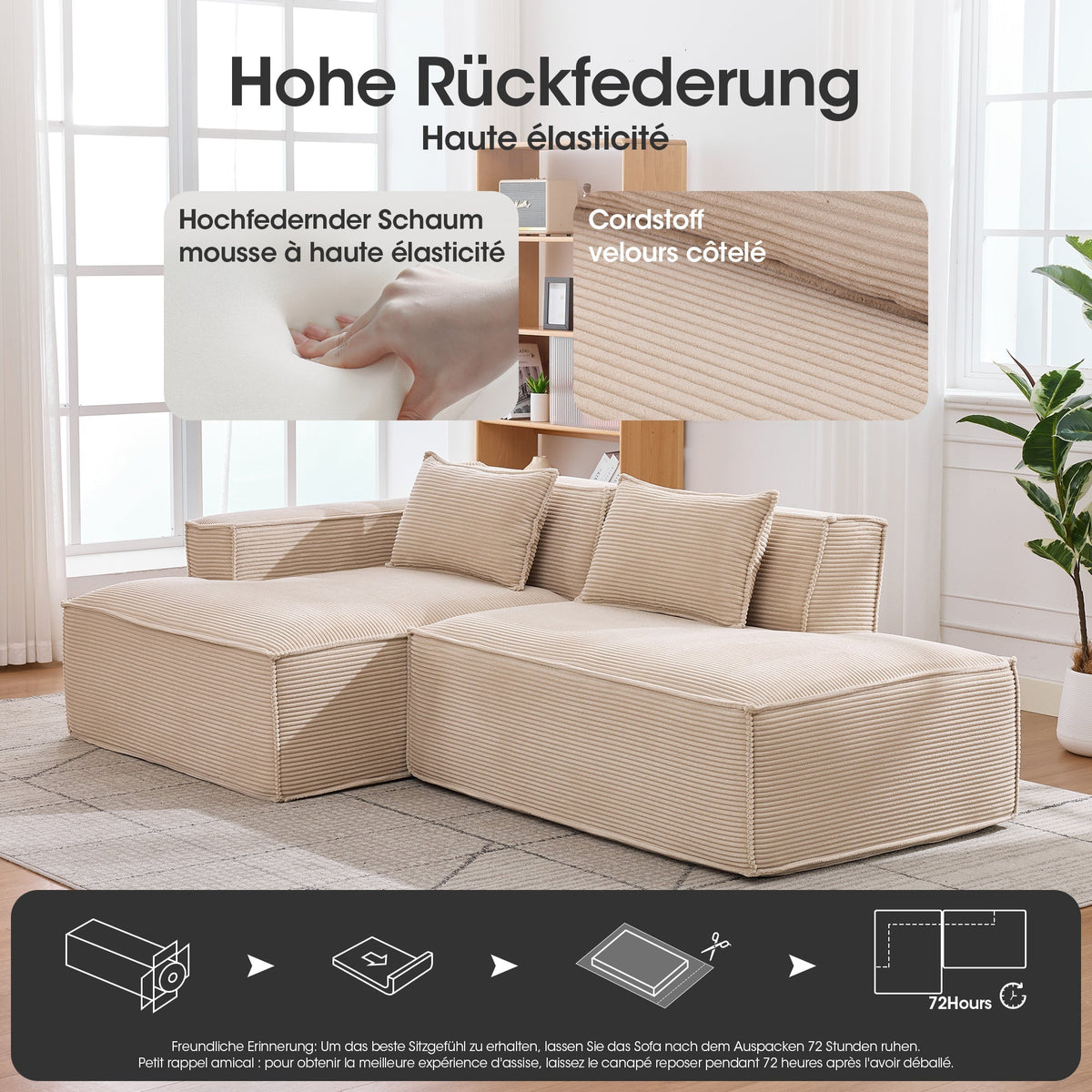 Economy Textile Sofa, 235 cm Wide with Two Cushions and Pencil Case, Modern and Comfortable, Textile