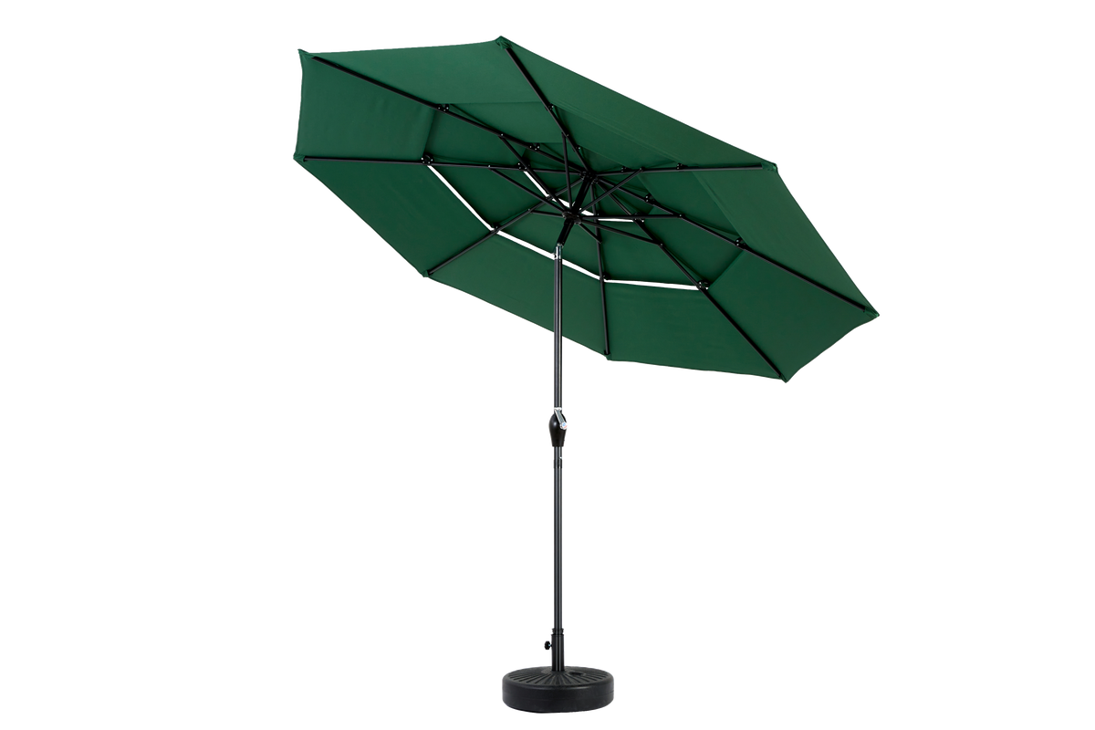 Outdoor Umbrella Double Sided Rectangular 14.8 Ft Large Crank - Dark Green (No Base)