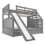 Bunk Bed with Drawers & Slide, 90x200/140x200, Grey