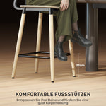 Bar Stools, 2 Counter Stools with Backrest and Footrest, Steel Legs, Natural