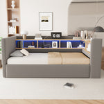 Hydraulic Sleeper Sofa Bed 90x190cm with LED & Storage, Dark Grey