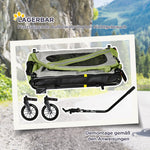 Dog Trailer & Stroller, 2-in-1, Reflectors, Oxford Fabric Green