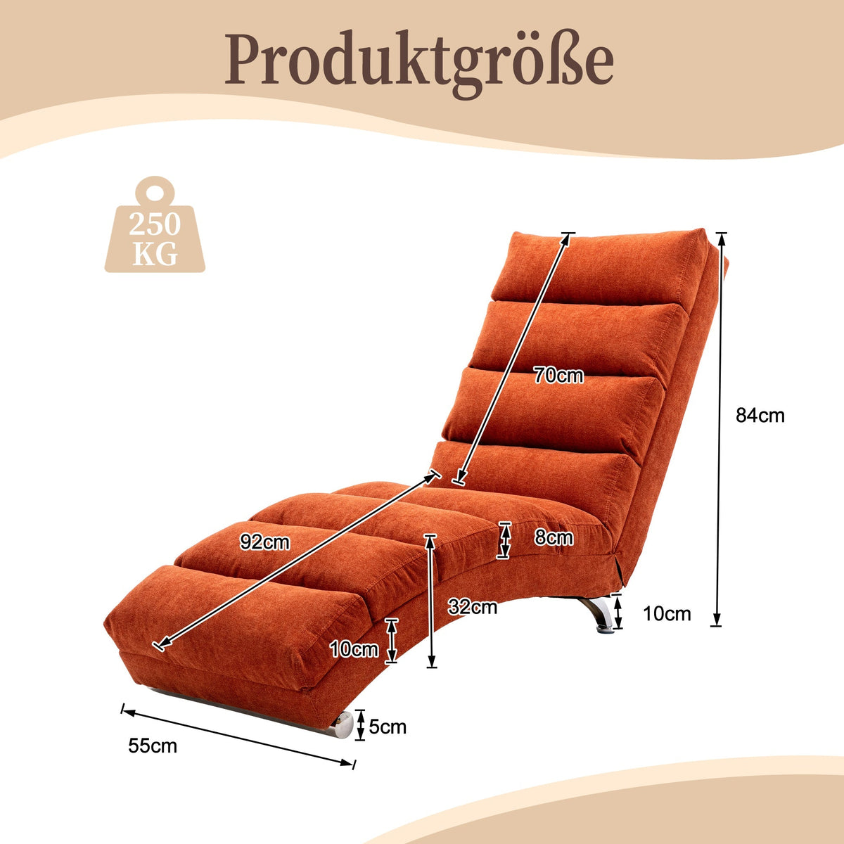 Relaxation Lounger with Full Body Support and Vibration Function, Bagcloth