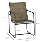 Balcony Chairs, Set of 2, Armrests, Breathable, Metal, Brown
