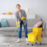 Cleaning Cart - 36 Liter, Mop & Handle - Yellow
