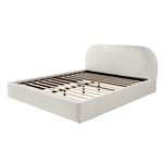 Upholstered Double Bed 180x200cm Slatted Base, Beige Bouclé