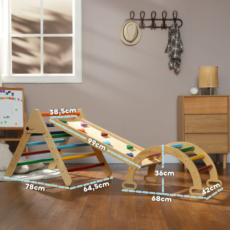 5-in-1 Children's Climbing Frame with Ramp, Bridge and Triangular Ladder, Colorful
