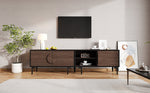 TV Cabinet Lowboard 180cm 2 Cabinets Open Shelves for 80 Inch TV - Dark Walnut