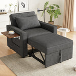 Foldable Sofa Bed, 1-Seater Recliner with USB & Phone Holder, Corduroy Grey