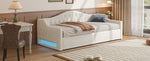 Upholstered Daybed, 90x200 LED Storage, Beige