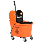 Cleaning Trolley, 36L Bucket & Wringer, Black/Orange