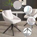 Swivel Dining Chair Modern Ergonomic - Beige Velvet