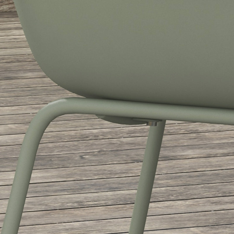 Garden Chairs Set of 4 with Backrest Armrests Weatherproof - Plastic/Metal Green