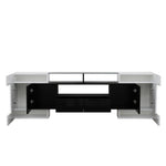 TV Cabinet Low Panel 200cm LED Lighting Modern Design High-Gloss White and Black