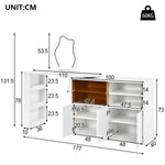 Rotating Vanity Table with LED Lighting & Storage, White