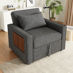 Foldable Sofa Bed, 1-Seater Recliner with USB & Phone Holder, Corduroy Grey