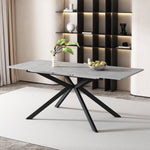 Extendable Dining Table Automatic Rectangular Cross Leg L150/180cm - Cement Pattern Black/Grey